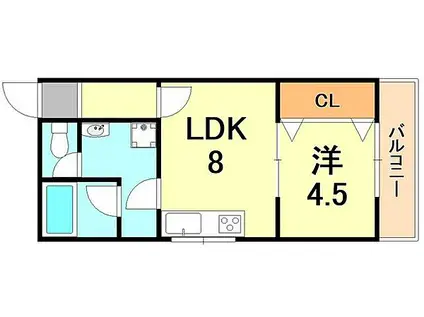 阪急神戸本線 春日野道駅(阪急) 徒歩15分 2階建 築64年(1LDK/2階)の間取り写真