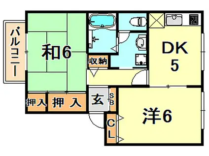 山陽電鉄本線 山陽須磨駅 徒歩38分 2階建 築27年(2K/2階)の間取り写真