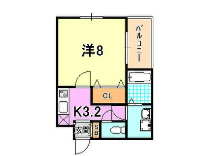 神戸市西神・山手線 大倉山駅(兵庫) 徒歩10分 3階建 築17年(1K/1階)の間取り写真