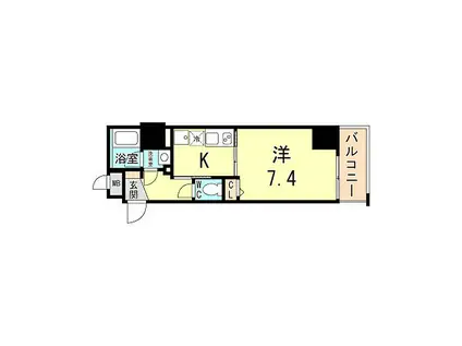 阪神本線 春日野道駅(阪急) 徒歩5分 15階建 築2年(1K/14階)の間取り写真