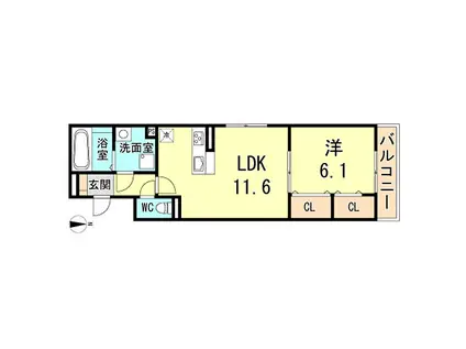 神戸市海岸線 中央市場前駅 徒歩5分 3階建 築4年(1LDK/1階)の間取り写真