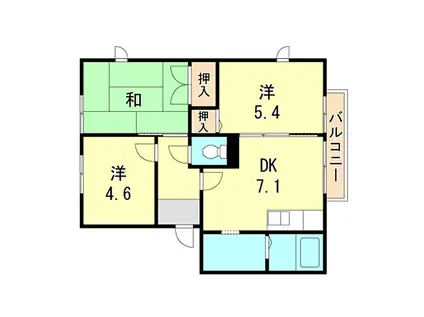 神戸市西神・山手線 板宿駅 徒歩5分 2階建 築26年(3DK/1階)の間取り写真