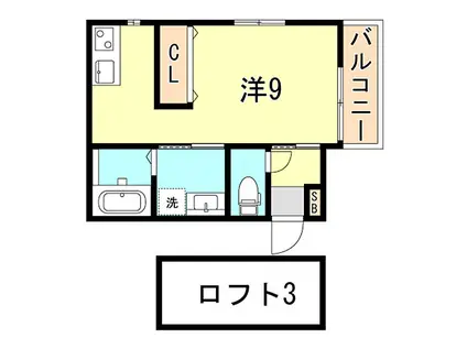 神戸市西神・山手線 上沢駅 徒歩9分 2階建 築4年(ワンルーム/2階)の間取り写真