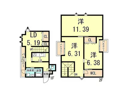 神戸市西神・山手線 新神戸駅 徒歩3分 6階建 築34年(3LDK/5階)の間取り写真