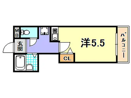 神鉄有馬線 丸山駅(兵庫) 徒歩10分 2階建 築31年(ワンルーム/1階)の間取り写真