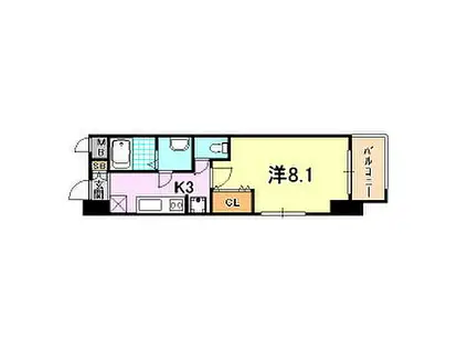 JR東海道・山陽本線 元町駅(ＪＲ) 徒歩3分 14階建 築17年(1K/8階)の間取り写真