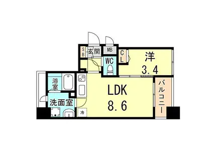 神戸高速東西線 高速長田駅 徒歩3分 8階建 築3年(1LDK/5階)の間取り写真