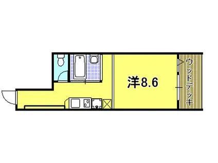 神戸市西神・山手線 新神戸駅 徒歩7分 2階建 築19年(ワンルーム/1階)の間取り写真