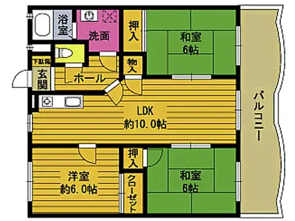 R5番館(3LDK/4階)の間取り写真