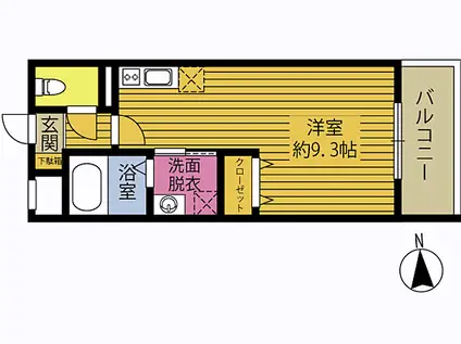 JR日豊本線 大分駅 徒歩15分 5階建 築2年(ワンルーム/3階)の間取り写真