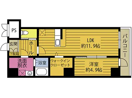 ADY 51(1LDK/7階)の間取り写真