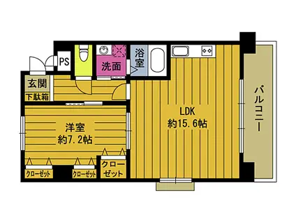 サザン・アヴェニュー金池(1LDK/2階)の間取り写真