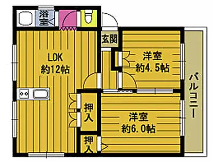 メゾンUENO B(2LDK/2階)の間取り写真