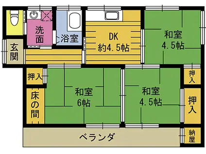 JR日豊本線 牧駅(大分) 徒歩18分 1階建 築43年(3K)の間取り写真