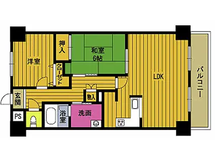 JR日豊本線 大分駅 徒歩14分 8階建 築36年(2LDK/5階)の間取り写真