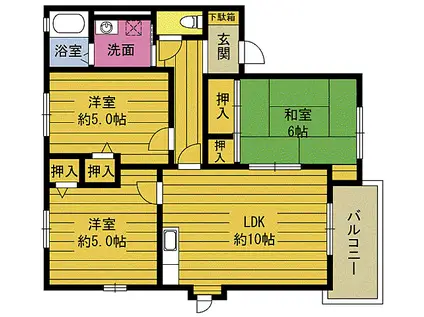 メゾン中島A(3LDK/2階)の間取り写真