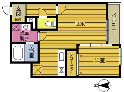アテレーゼONE上田の湯A(1LDK/1階)の間取り写真
