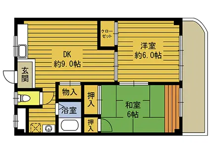 天然館II(2DK/3階)の間取り写真