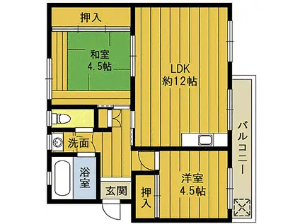 コートバイカル(2LDK/4階)の間取り写真