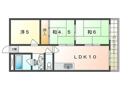 八坂一番館(3LDK/3階)の間取り写真