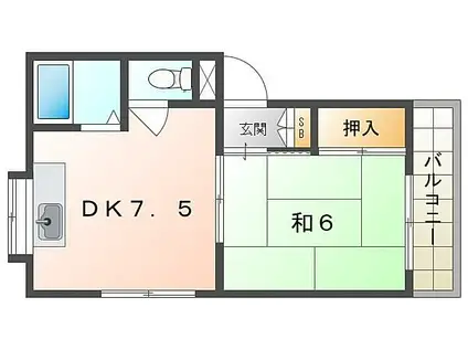 大京寿町マンション(1DK/3階)の間取り写真