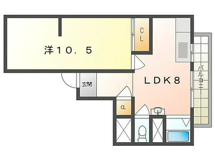 成田ハイツ(1LDK/2階)の間取り写真