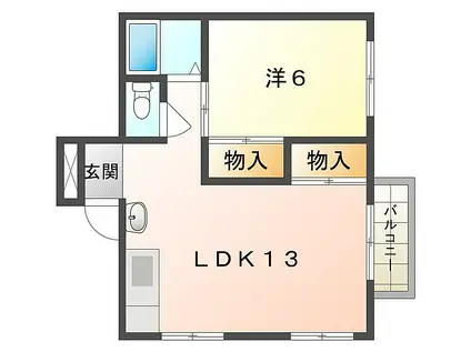 成田ハイツ(2DK/4階)の間取り写真
