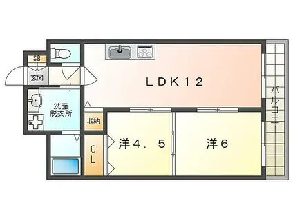 富士マンション(2LDK/2階)の間取り写真