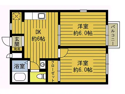 プライムステージ宗方A(2DK/2階)の間取り写真