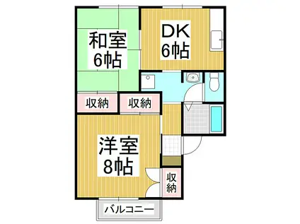 クレスト樹林 A棟(2DK/2階)の間取り写真