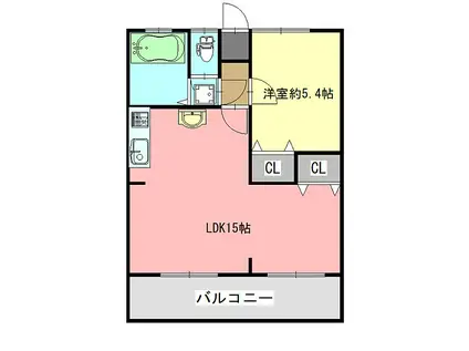 ハイツ岐北(1LDK/2階)の間取り写真