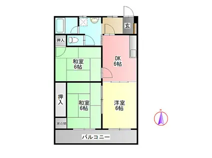 第2松原マンション(3DK/1階)の間取り写真