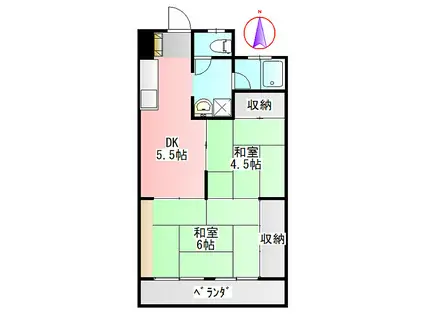 ハイタウンみずほII(2DK/10階)の間取り写真