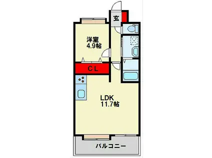 J-スクエア(1LDK/5階)の間取り写真