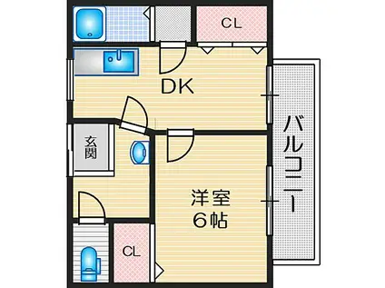 辻子マンション(2DK/2階)の間取り写真