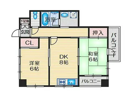 マンション富士(2DK/4階)の間取り写真