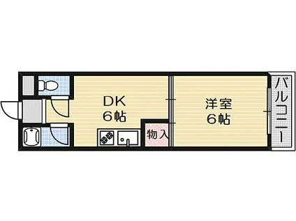 芥川ロイヤルマンション(1DK/3階)の間取り写真