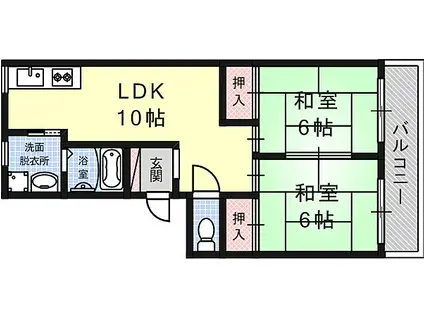 樋口マンション(2LDK/1階)の間取り写真