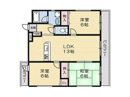 ペルソネージュ大池(3LDK/2階)の間取り写真