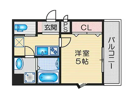 TUKASAレジデンス(1K/1階)の間取り写真