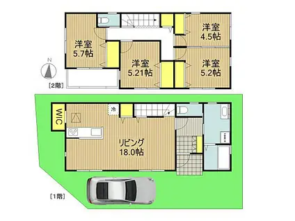 JR東海道・山陽本線 ＪＲ総持寺駅 徒歩28分 2階建 新築(4LDK)の間取り写真