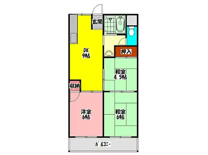 三松マンション(3DK/4階)の間取り写真