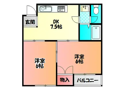 エトワールK(2DK/4階)の間取り写真