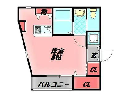 エンジェルズコート西三荘(ワンルーム/1階)の間取り写真