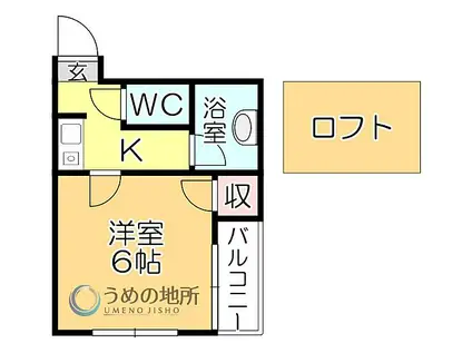 マキシム久留米駅西(1K/2階)の間取り写真