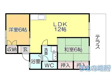 セジュール山下A(2LDK/1階)の間取り写真