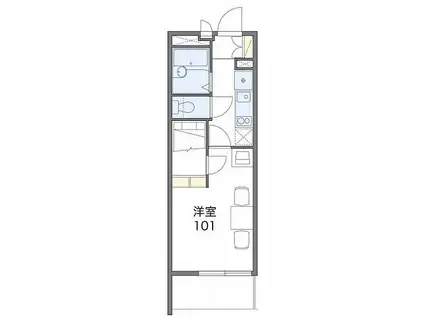 レオパレスドリーミー浜松(1K/1階)の間取り写真