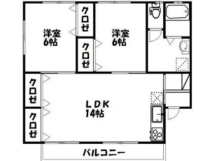 ソアーヴェ蜆塚(2LDK/1階)の間取り写真