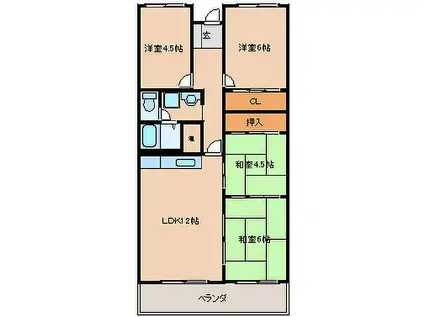 ソリーナマンション久留米東(4LDK/6階)の間取り写真