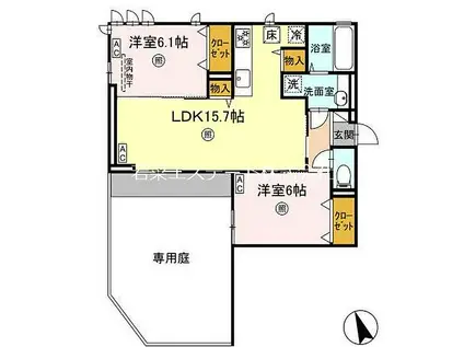 西鉄天神大牟田線 宮の陣駅 徒歩9分 3階建 新築(2LDK/1階)の間取り写真